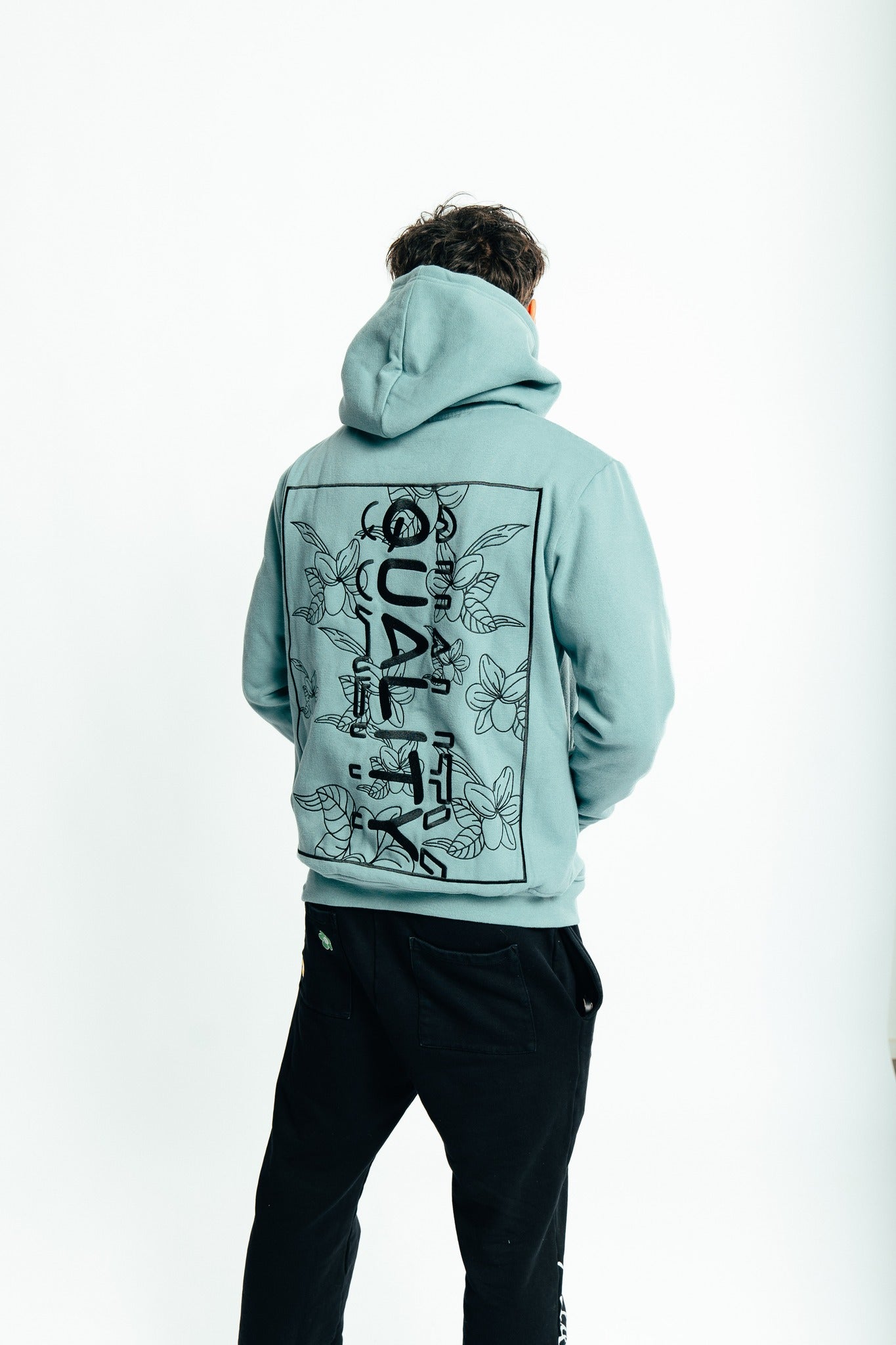 Sweat Vert à capuche "Jardin Fleuri"